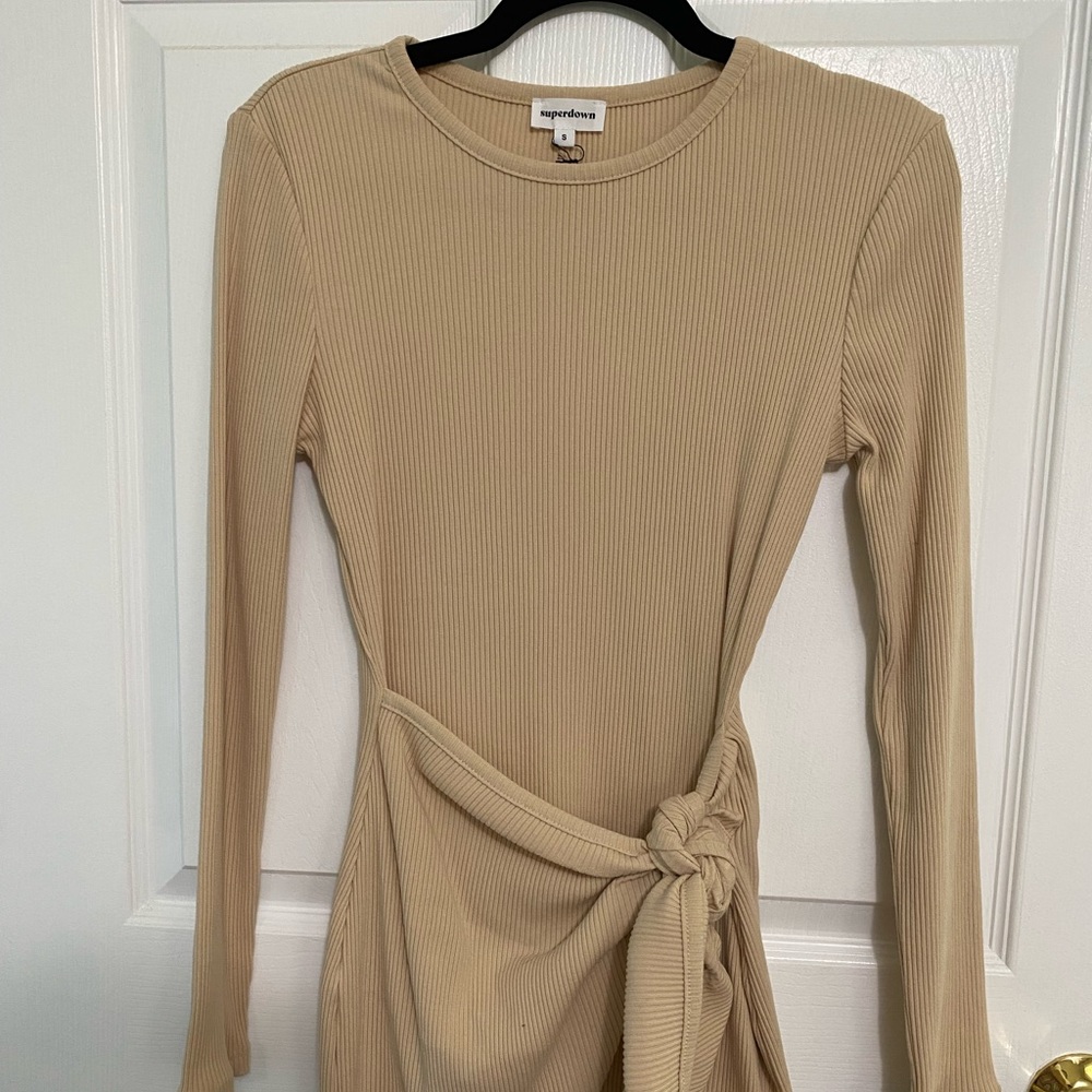 NWT. Tan, long sleeve, ribbed wrap dress. Purchased from Revolve. TTS.